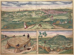 Mapa Poitiers, z „Civitates Orbis Terrarum“ od Georga Brauna (1541-1622) a Franse Hogenberga (1535-90), 1561