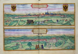 Plán Vídně a Budína z knihy "Civitates Orbis Terrarum" od Georga Brauna (1541-1622) a Franse Hogenberga (1535-90), asi 1572 od Joris Hoefnagel