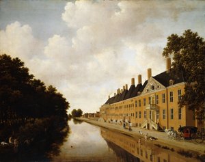 Pohled na Princessgracht, Haag, při pohledu na Bezuidenhoutseweg a Post Singelgracht, kolem roku 1660 od Joris van der Hagen