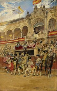 Uvnitř býčí arény, kolem roku 1880
