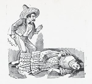 Muž se zbraní stojící nad ženou, kterou právě zastřelil, ca. 1880-1910, ca. 1880-1910. od José Guadalupe Posada