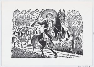 Revoluční voják na koni s puškou Heraclio Bernal, ca. 1880-1910, ca. 1880-1910. od José Guadalupe Posada