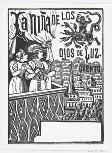 Žena a muž stojící na balkóně hledící na létající monstrum na obloze..., ca. 1880-1910. od José Guadalupe Posada