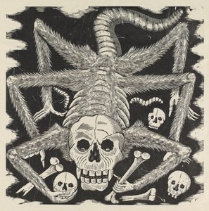 Calavera huertista, kolem 1914, tištěno 1930 (fotreliéfní lept s rytinou) od José Guadalupe Posada