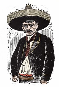 Emiliano Zapata (1880-1919), mexický revolucionář. Xylografie od Jose Guadalupe Posada (1852-1913).