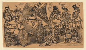 Kostry calaveras jezdící na kolech, ca. 1900, ca. 1900. od José Guadalupe Posada