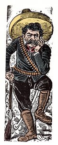 Mexická revoluce (1910-1920) - Generál Genovevo de la O, revoluční následovník - Xylografie od Jose Guadalupe Posada (1852-1913)