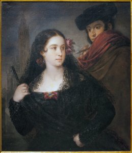 Pár příjemných lidí. Obraz Jose Gutierrez de la Vega (1791-1865), olej na plátně, kolem roku 1830. Muzeum výtvarných umění v Seville, Španělsko. od José Gutiérrez de la Vega
