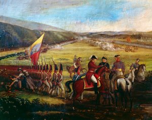 Vojáci generála Narina, Bolivarova společníka, během bitvy u Kalibia, obraz Josého Marii Espinosy (1796-1883). Kolumbie od José María Espinosa Prieto