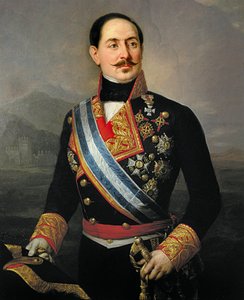 Portrét Francisco Serrano y Dominguez (1810-1885), španělský voják a politik, vůdce Liberální unie, prezident první republiky v roce 1874 od José María Romero y López