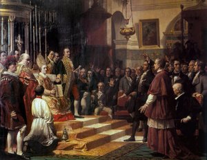 "Přísaha Cortes de Cádiz v roce 1810." Obraz od Jose Casado de Alisal (1832-1886). 1863