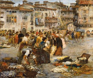 Trh v Granadě (olej na plátně) od Jose Fernandez Alvarado