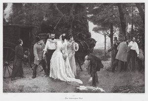 Přerušený souboj (barevná litografie) od Jose Garnelo y Alda