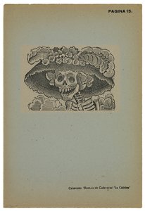 Calavera de la Catrina, kolem 1910, tištěno 1943 (fotoreliéf s rytinou) od José Guadalupe Posada