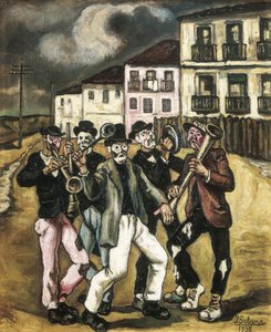 GUTIERREZ SOLANA, José (1886-1945). Mascaras vinateras (řasenky obchodníků s vínem). 1944-1945. Olej na plátně. Soukromá sbírka