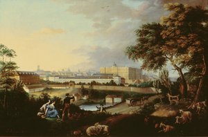 Pohled na královský palác v Madridu z hory Principe Pio od Jose Maria Avrial Y Flores