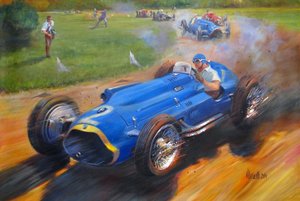 Juan Manuel Fangio s Talbot Lake T26C, 2011 (akryl na plátně)