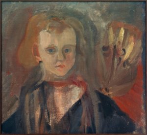 Portrét dítěte s květinou od Josef Alfons Wirth