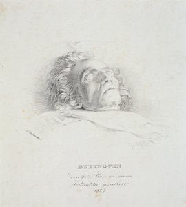 Ludwig van Beethoven (1770-1827) na smrtelné posteli, 28. března 1827