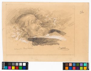 Porträt des Chormeisters und Komponisten Eduard Kremser auf dem Sterbebett od Josef Engelhart