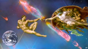 JJM-recreate: Michelangelo_The Creation of Adam+JWST od Josef Johann Michel