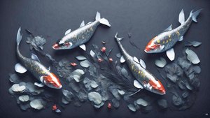 malba inkoustem: Koi-Karpfish_red_01