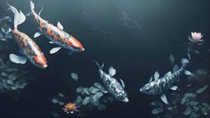malba inkoustem: Koi-Karpfish_red+white_01