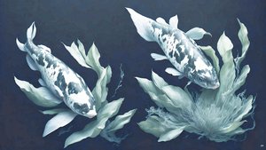 malba inkoustem: Koi-Karpfish_white marble_01
