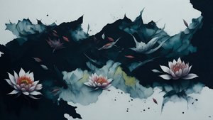 malba tuší: waterlili-black_02