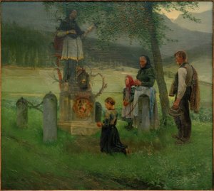 Pobožnost před sochou Nepomuckého v Gamingu od Josef Kinzel