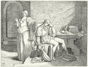 Enzio ze Sardinie, nemanželský syn císaře Svaté říše římské Fridricha II., v zajetí guelfských Langobardů od Josef Mathias (after) Trenkwald