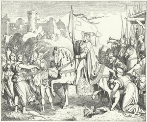 Císař Svaté říše římské Fridrich II vjíždí do Jeruzaléma, šestá křížová výprava od Josef Mathias (after) Trenkwald