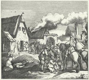 Císařská vojska rabující a drancující po bitvě u Nordlingenu, 1634 od Josef Mathias Trenkwald