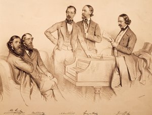 Skupinový portrét vídeňských hudebníků a skladatelů: Franz von Suppe