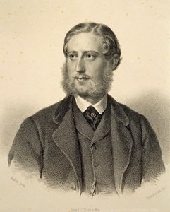 Portrét Ferdinanda Bonaventury, knížete Kinského (1834-1904). Rytina Josefa Kriehubera