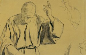 Studie drapérie k obrazu "Christi Ascension" od Josef Wawra