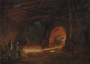 Acierie - železárna, od Wallandera, Josef Wilhelm (1821-1888). Olej na plátně