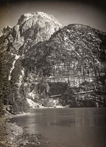 Album "Moje světová válka - vzpomínky na jihozápadní frontu v Korutanech, Itálie, Trentino-Alto Adige) 31.3.1915-12.11. 1918 - Vídeň Josefa Zohleho ": Jezero Predil (nebo Raibl) (čb. od Josef Zohles