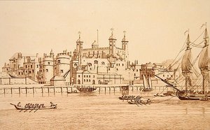 Jižní pohled na Tower of London, vyrytý J.C. Stadlerem (fl. 1780-1812) od Joseph (after) Farington