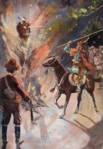 Robinson Crusoe: Zničení tatarského idolu (barva lito) od Joseph (after) Finnemore