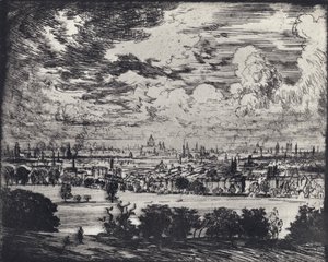Londýn, nad Hampstead (litho)