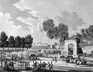 Francouzská revoluce: Republikánský fete des victoires, boj mladých studentů na Champs de Mars v Paříži dne 21. října 1794. Rytina Malapeau po Swebach - Desfontaines. Paříž, knihovna Ústavu dějin revoluce od Joseph (after) Swebach-Desfontaines