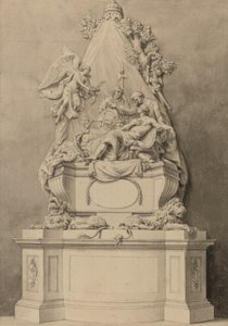 Pomník generálmajora Wolfa, severní část Westminsterského opatství (tuš a wash na papíře) od Joseph (attr. to) Wilton