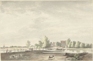 Přívozní dům na Lek poblíž Schoonhoven od Joseph Adolf Schmetterling