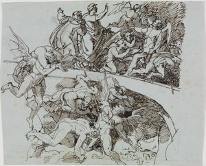 U smolného jezera úplatkářů, radní z Luccy (Dantovo Peklo, Zpěv 21, V 34) od Joseph Anton Koch