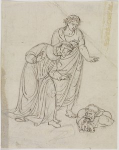 Vlastizrádci v ledu, hrabě Ugolino a arcibiskup Ruggieri, kteří se navzájem trhají na kusy (Dante, Peklo, zpěv 33, V 109) od Joseph Anton Koch