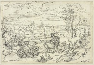 Krajina se svatým Jiřím a drakem a Monte Soratte od Joseph Anton Koch