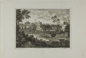 Zřícenina Caesarova paláce, deska 18 z knihy Die Römische Ansichten od Joseph Anton Koch