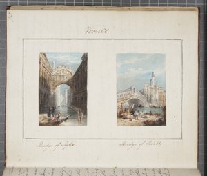 Benátky, vloženo do Thomas Moodys Journal o turné po Švýcarsku a Itálii, 1822 (wc na papíře)