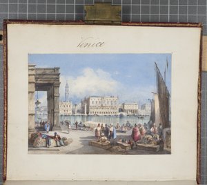 Benátky, vlepeno na titulní stránku Thomas Moodys Journal z turné po Švýcarsku a Itálii, 1822 (wc na papíře)